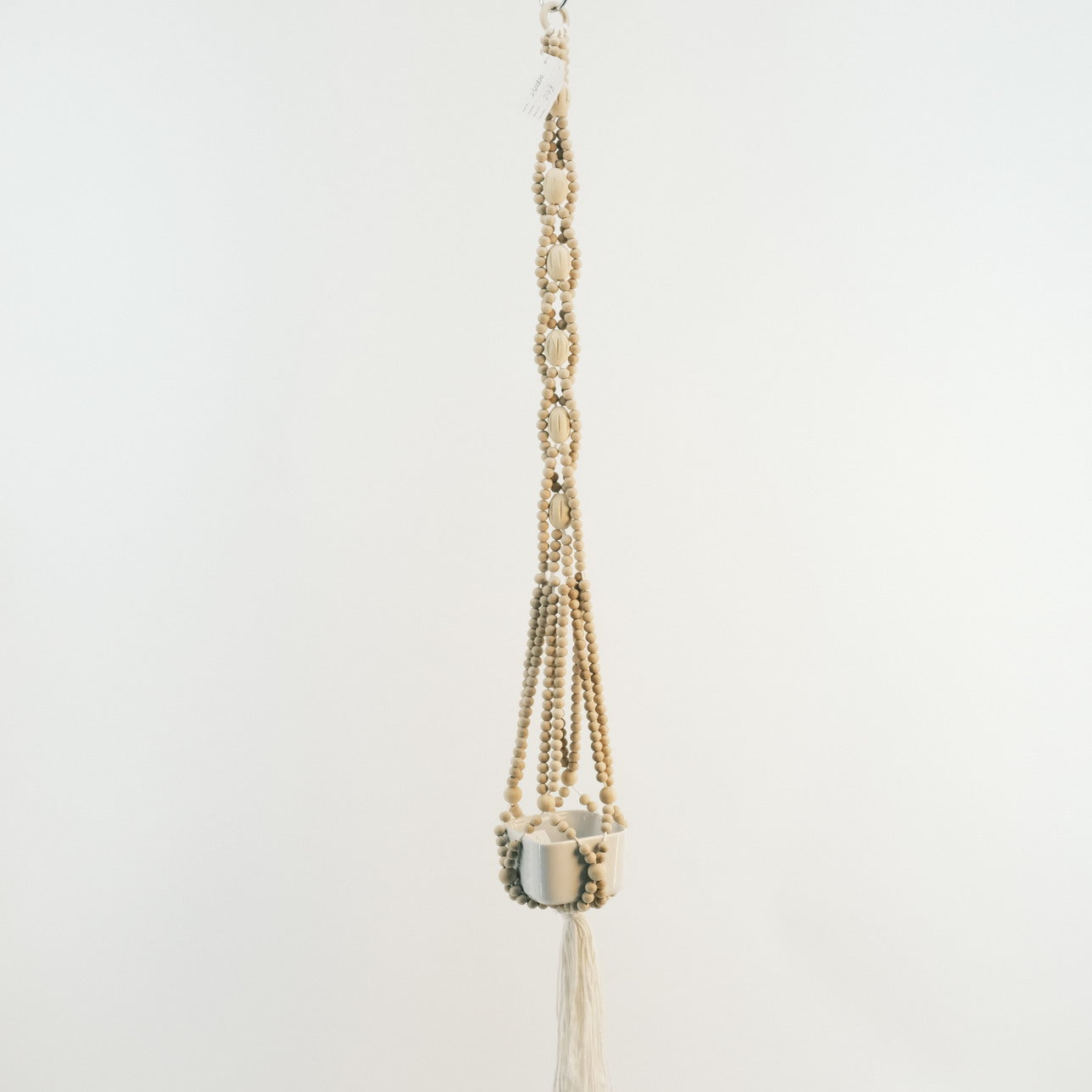 Macrame Plant Hanger with Wood Beads and Ceramic Pot 2320022