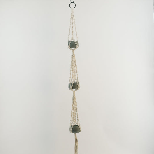 Macrame Plant Hanger with 3 Ceramic Pots 2320001