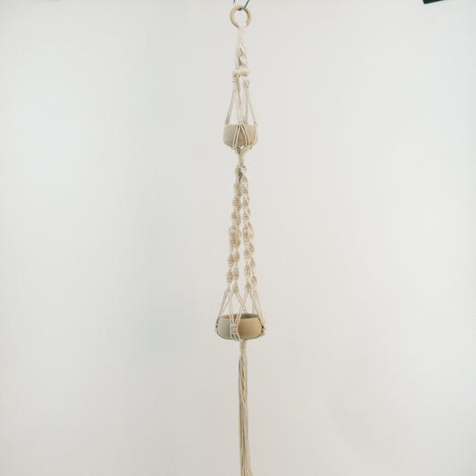 Macrame Plant Hanger with 2 Ceramic Pots 2320004