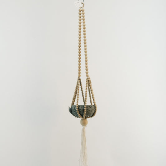 Macrame Plant Hanger with Wood Beads and Pot 2320009