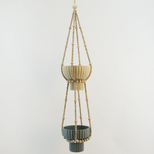 Macrame Plant Hanger with 2 Ceramic Pots 2320023