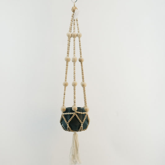 Macrame Plant Hanger with Wood Beads and Pot 2320037