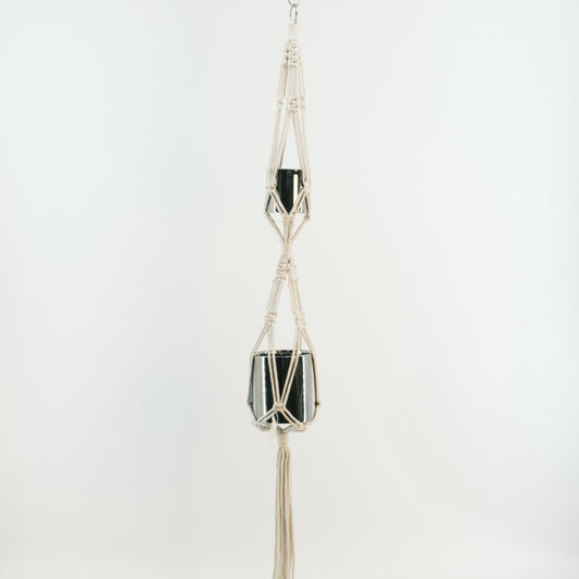 Macrame Plant Hanger with 2 Metal Pots 2320048