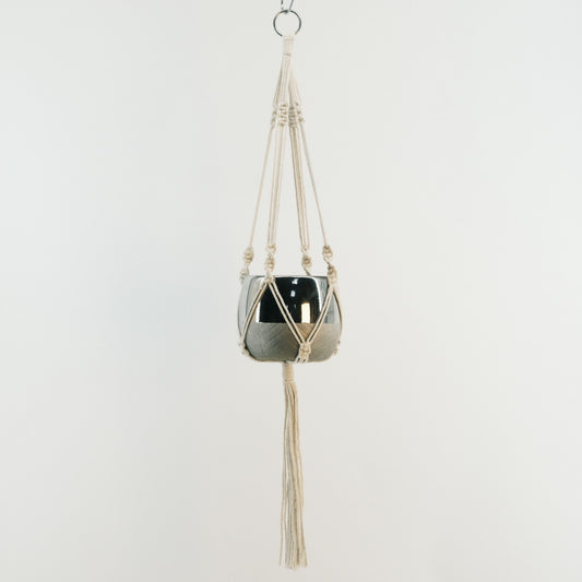 Macrame Plant Hanger with Metal Pot 2320050
