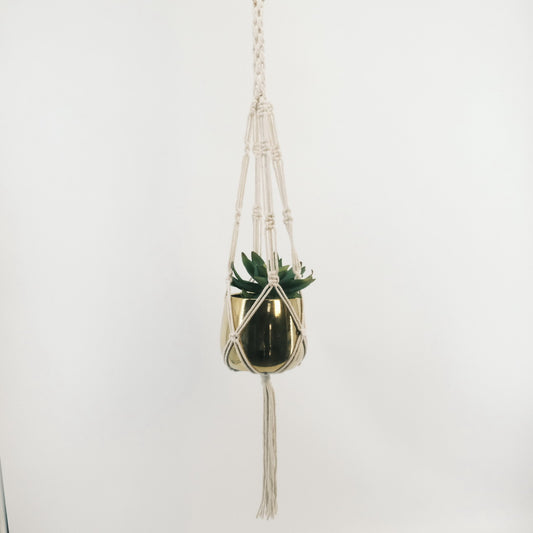 Tiny Macrame Wall Flower Hanger with Metal Pot 2320054