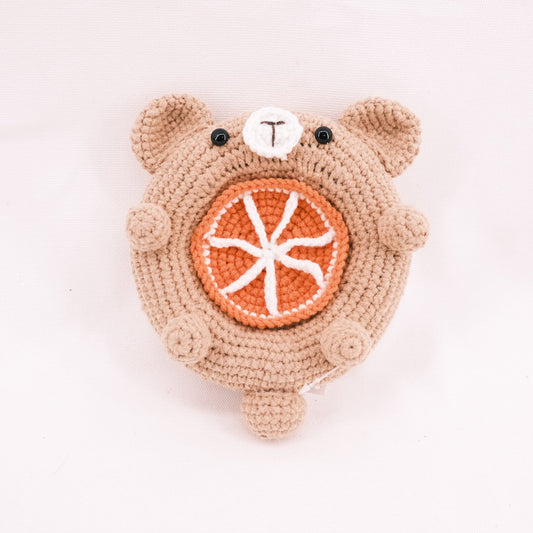 Crochet Coaster  Gingerbread Racoon CE20349