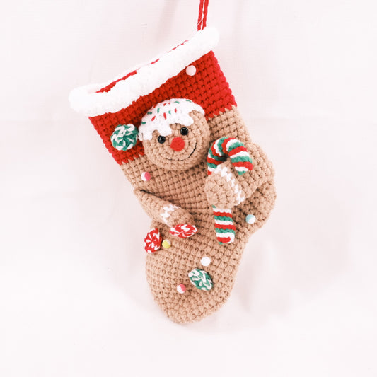 Crochet Stocking Gingerbread Xmas Gift CE20356