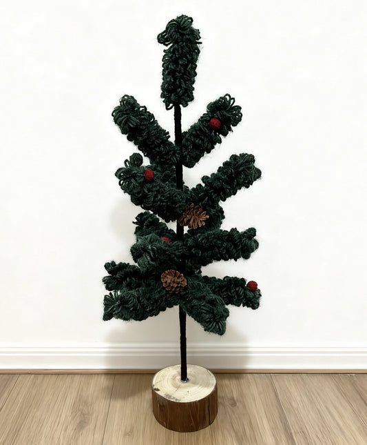 Handmade Yarn Christmas Tree Wood Base CF20400