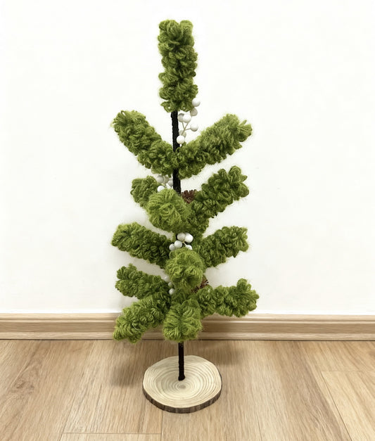 Handmade Yarn Christmas Tree Wood Base CF20401