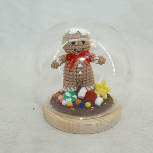 Christmas Crochet Gingerbread Man Glass Gift CF20415