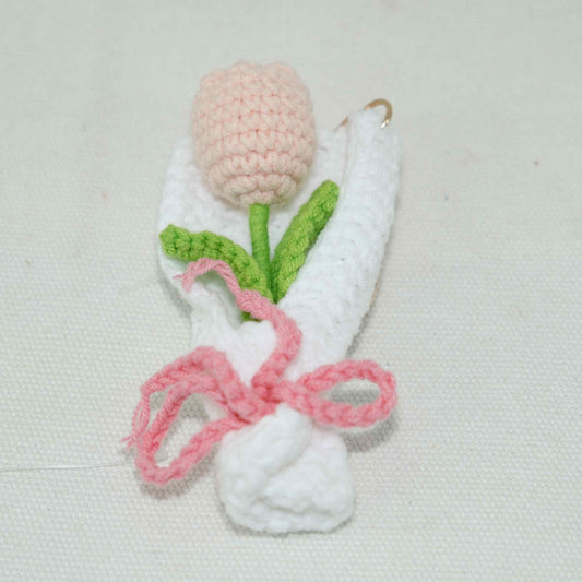 Crochet Pink Tulip Keychain CF30187