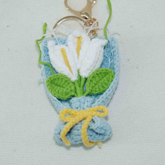 Crochet Calla Lily Flower Keychain Gift CF30202