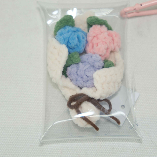 Crochet Tiny Rose Flower Keychain Gift CF30208